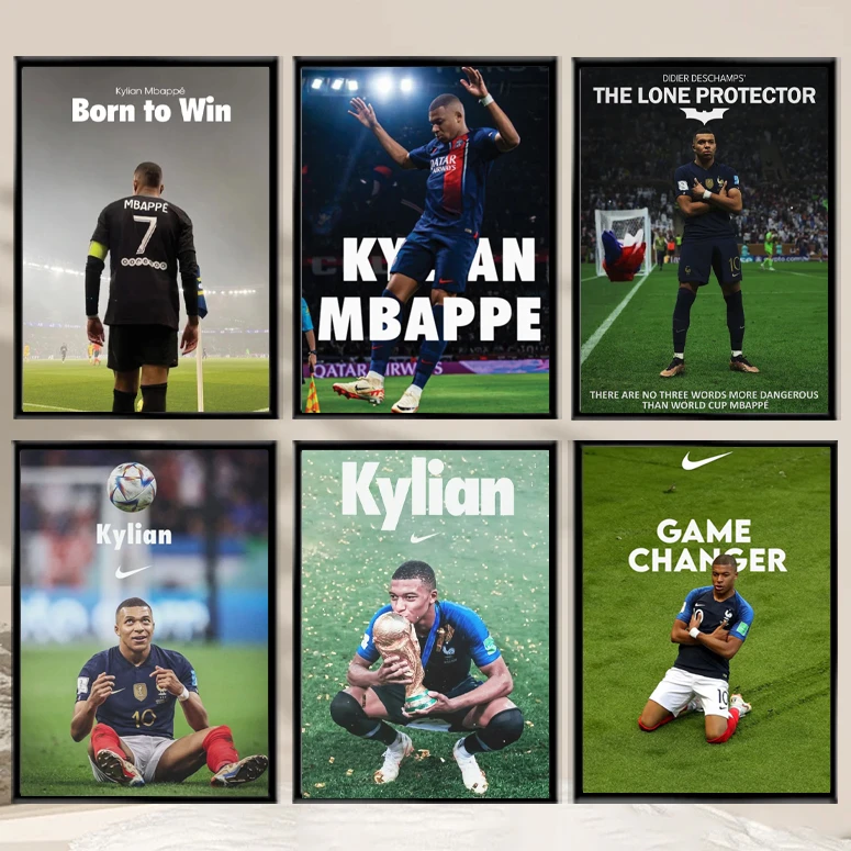 姆巴佩足球装饰画相框海报挂画铝合金实木照片墙摆挂框摆件壁画