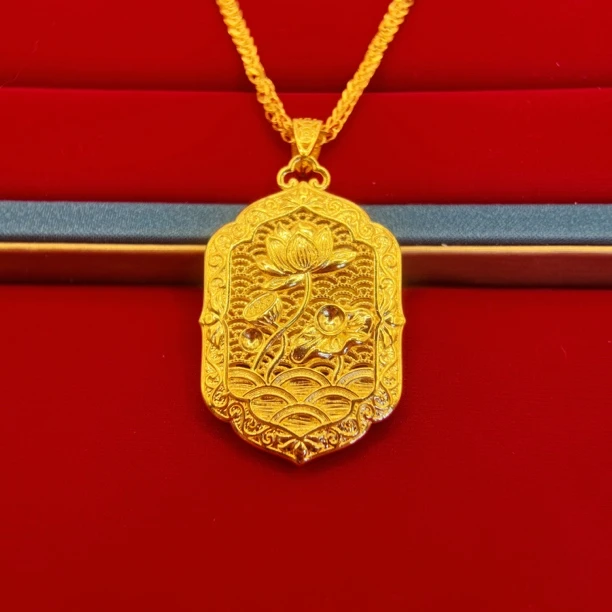 千璐坠链均足银 P1819好运连连方型莲花套链欧若风