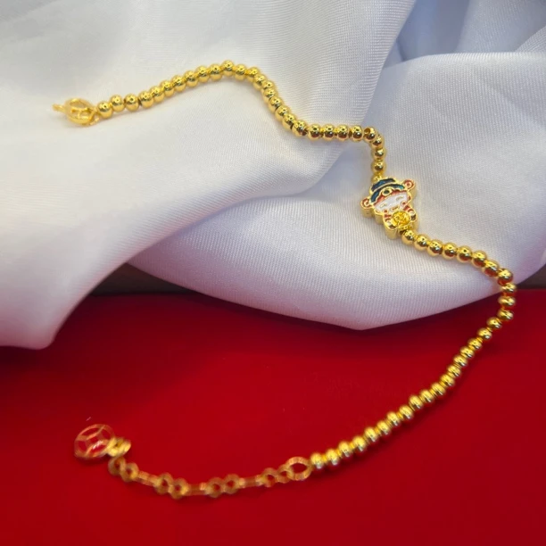 足银珐琅手链 千璐 彩色财神爷珠珠手链欧若风