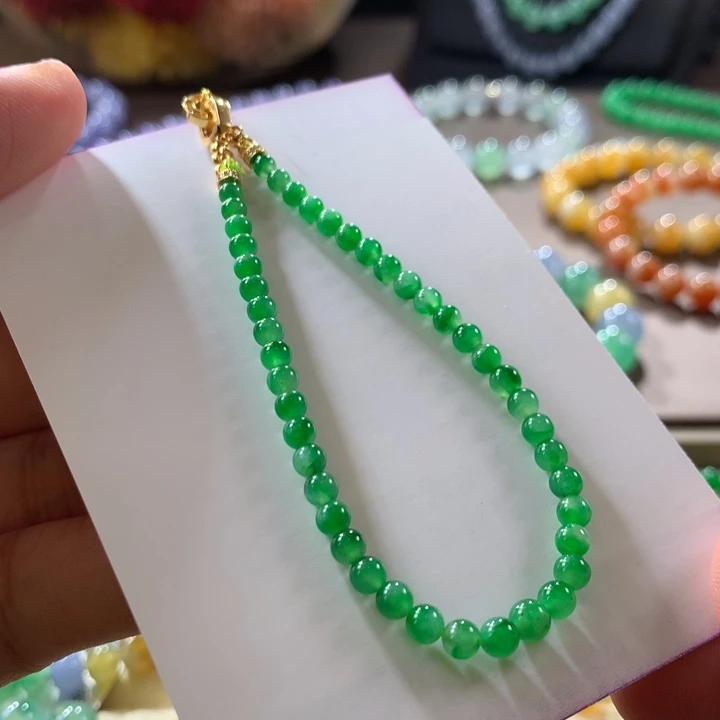 翡翠手链未镶嵌飘正阳绿小米