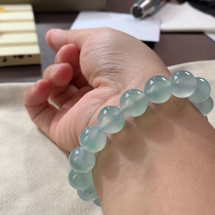 翡翠手链未镶嵌卡10高冰胶果冻底甜晴飘花单圈