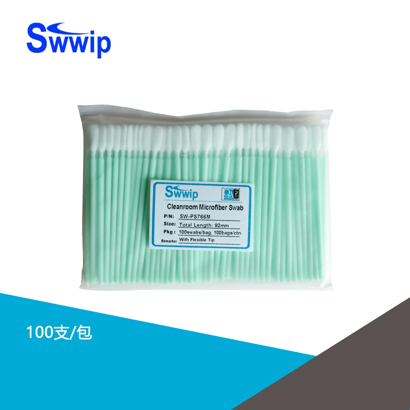 工业一次性超细纤维SW-PS766M扁头无尘净化擦拭棒清洁除尘棉棒