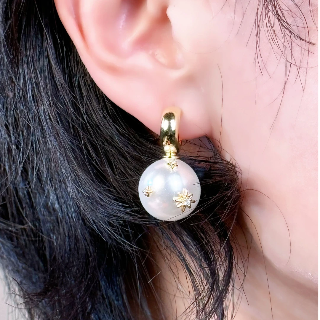 铜合金耳饰 杨超越同款贝珠耳环高级感气质耳饰星星耳钉小众轻奢