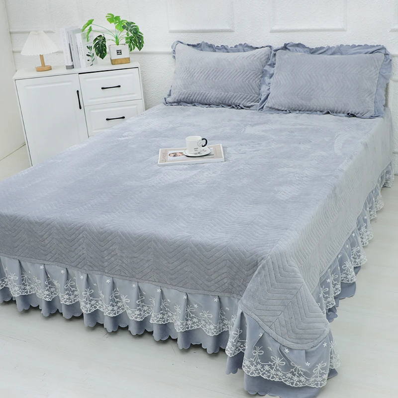 2024新款宝宝绒床盖 夹棉亲肤保暖不易滑床（灰色）