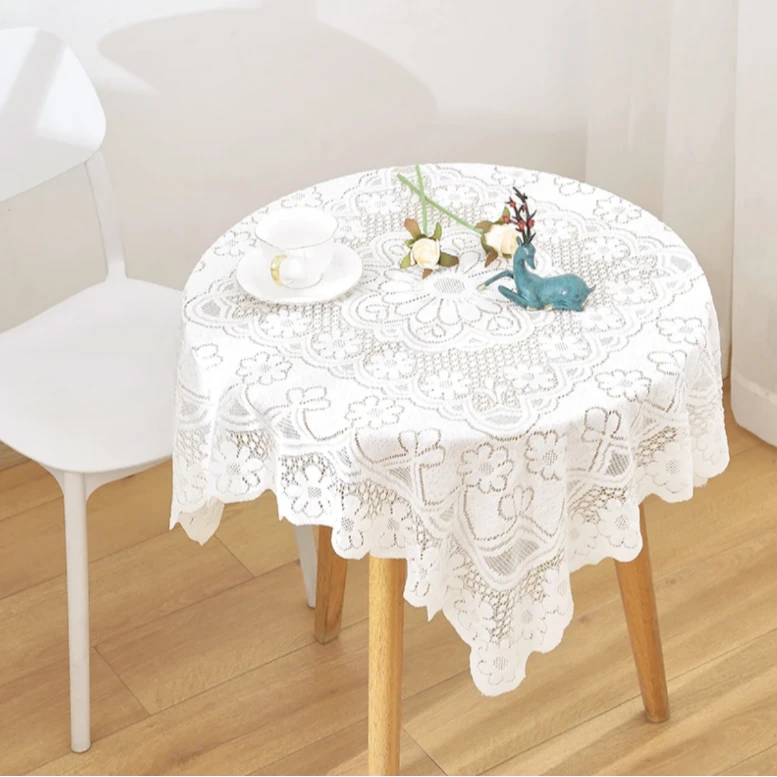 复古蕾丝装饰桌布ins风法式简约浪漫茶几圆桌盖布餐桌布垫-S