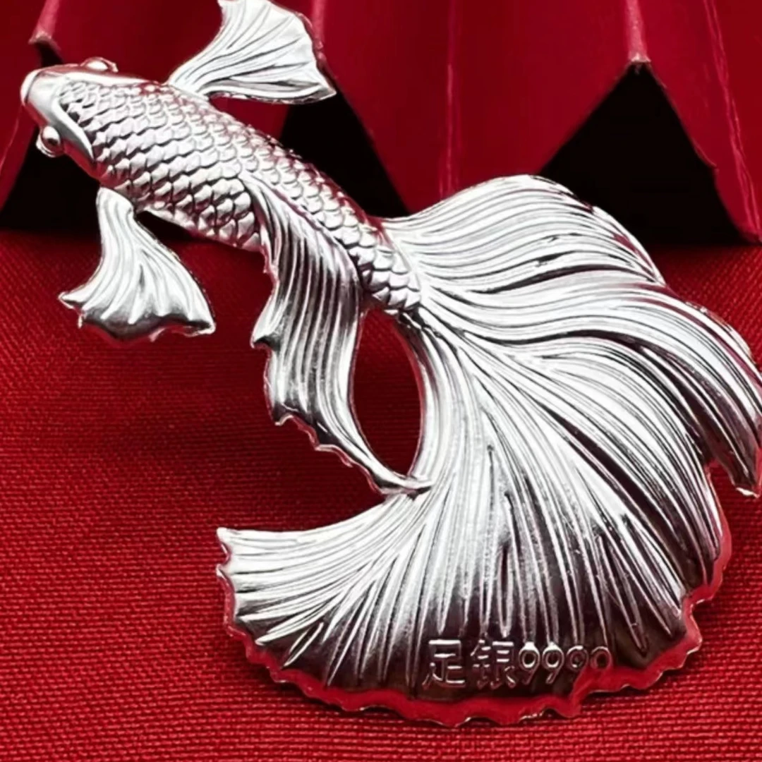 手工999银带钢印泡茶煮水用鱼茶宠