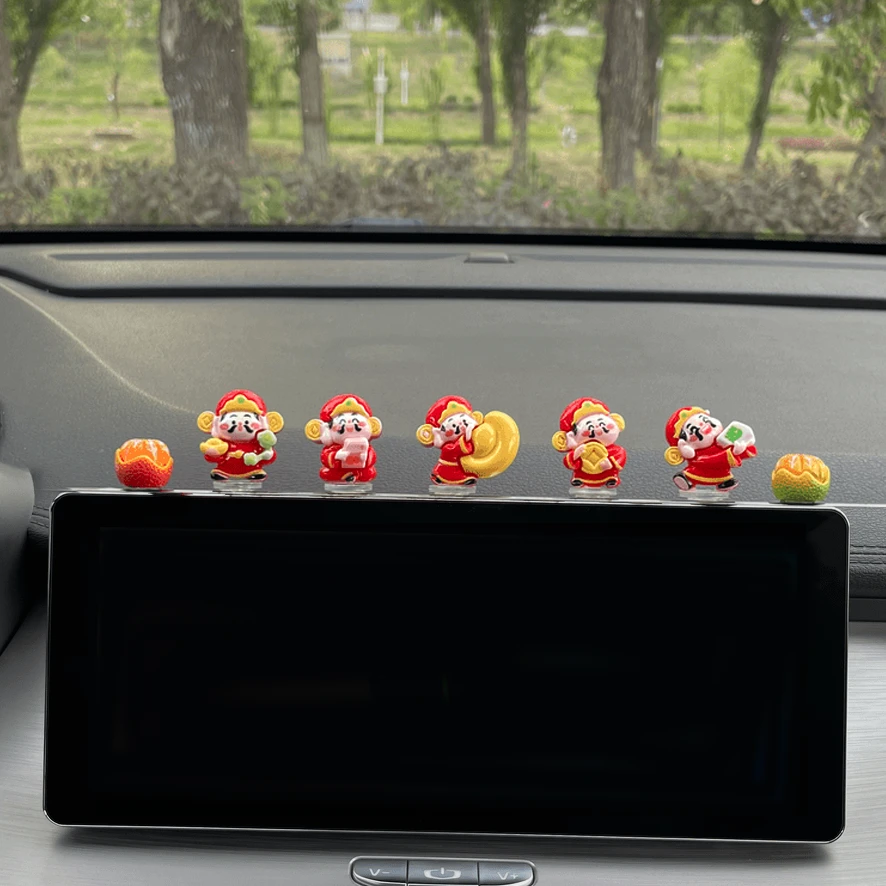 小财神车载摆件无痕粘贴车内仪表台导航屏幕装饰品电动车装饰品