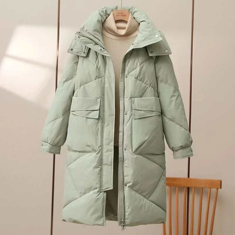 波司澄羽绒服2023新款中长款羽绒棉服女韩版宽松棉衣冬季加厚保暖