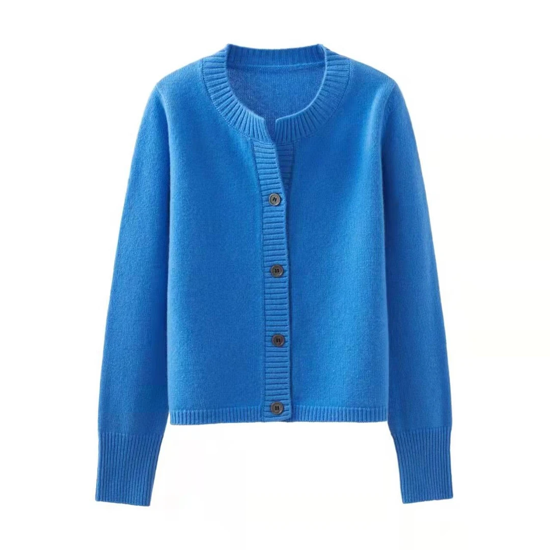 100全澳洲羊毛开衫2023秋冬新款百搭女装短外套毛衣针织衫20216