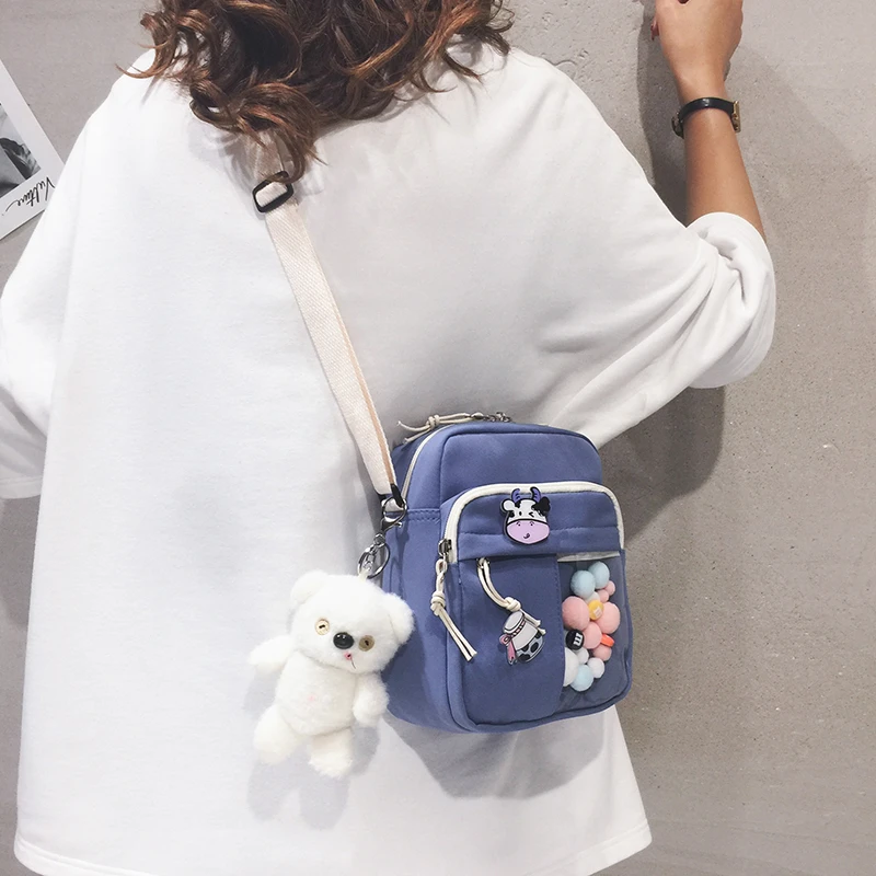 网红质感布包女2023新款潮日系可爱儿童小包包韩版ins单肩斜挎包