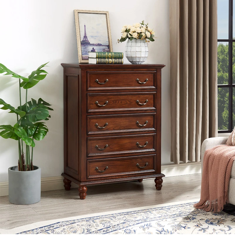 轻奢美式胡桃色五七九斗柜现代简约抽屉柜客厅卧室储物柜收纳柜