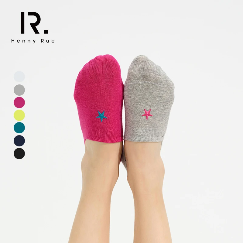 HennyRue隐形短袜韩版星星刺绣方口薄款透气防臭吸汗隐形船袜袜子