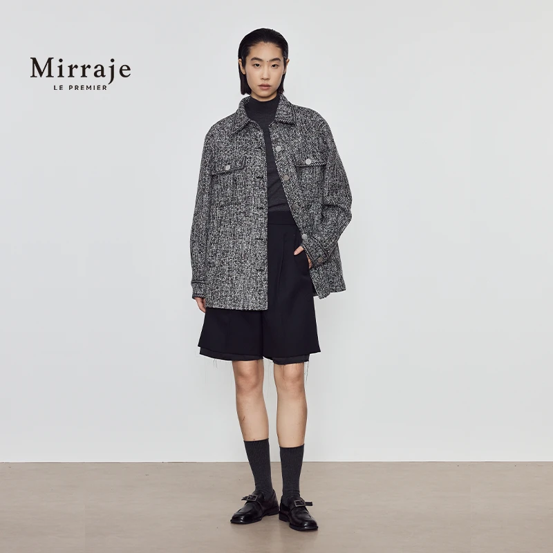 Mirraje24新款小香风花纱粗呢衬衣外套休闲夹克外套潮流百搭上衣