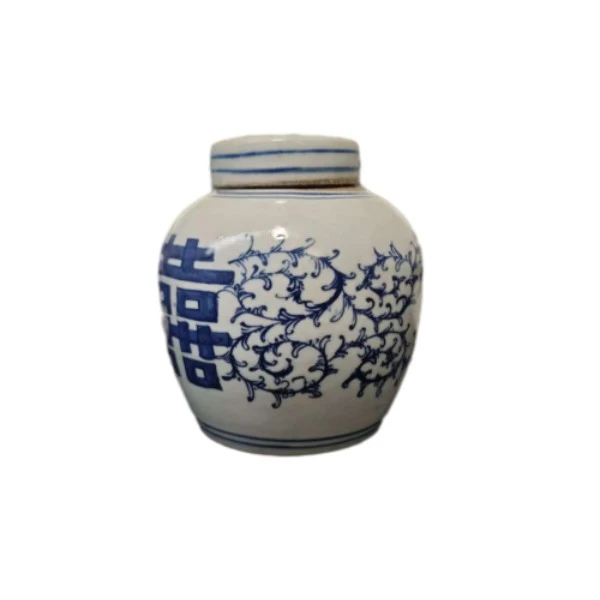 民国 缠枝莲纹喜字罐