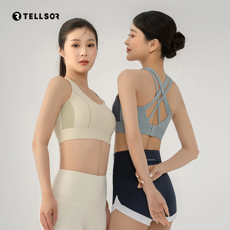 TELLSOR一体式美背跳操健身服跑步防震运动内衣外穿瑜伽排扣3133