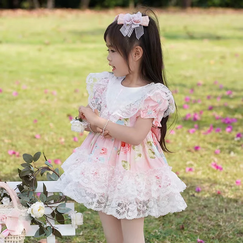 童装洋气连衣裙女童碎花lolita公主裙女孩泡泡袖蓬蓬裙