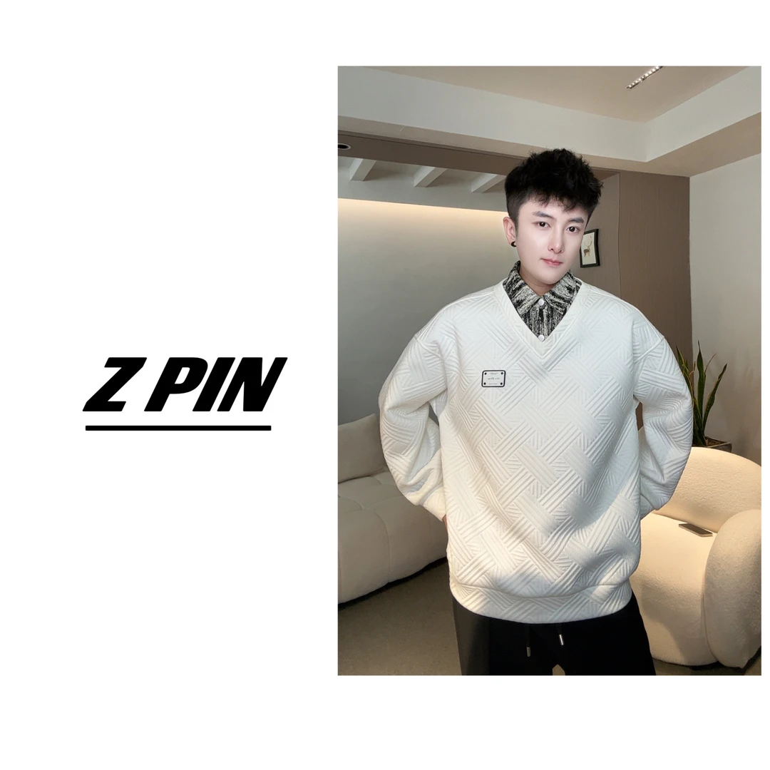 （臻品）2024春季新品百搭假两件宽松休闲潮流时尚ins69卫衣W-752