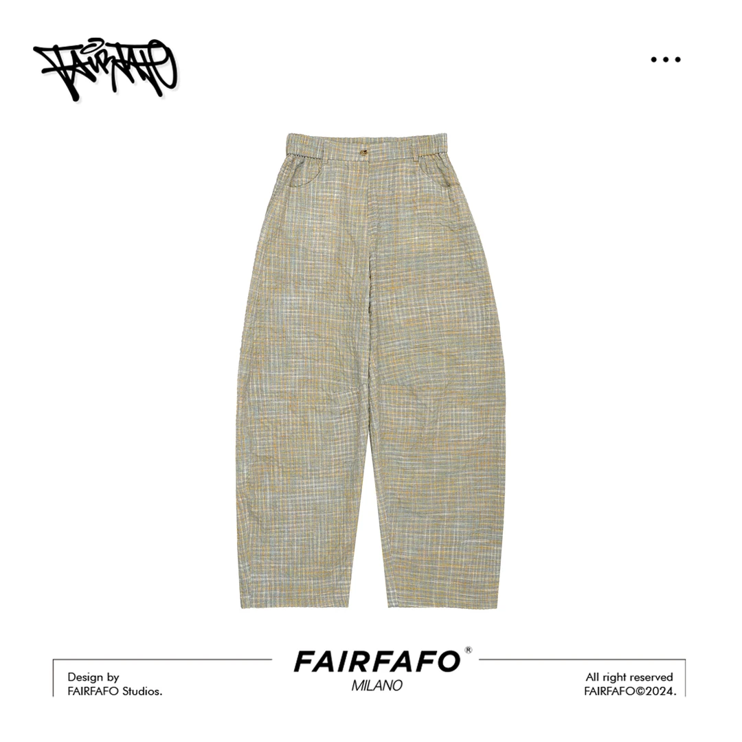 FAIRFAFO林肉肉【肌理方格宽松长裤】KZJY45250 *