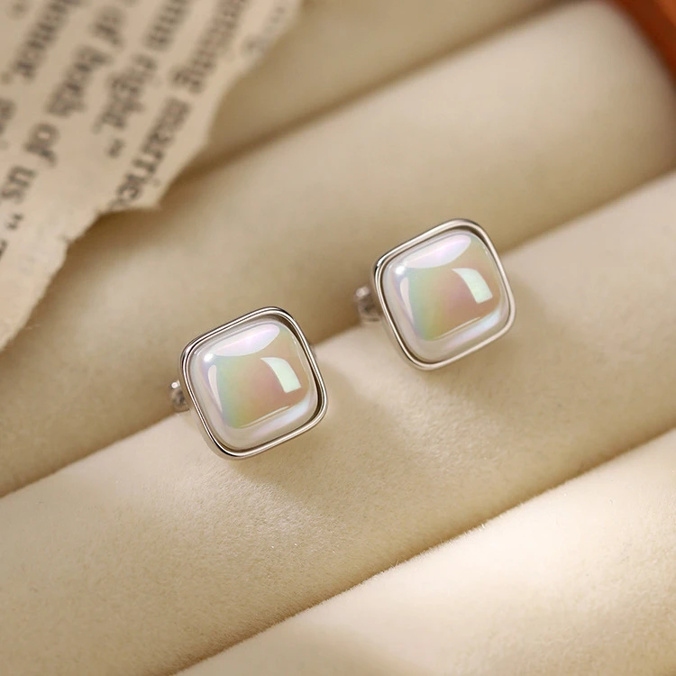 925银耳饰 方糖纯银耳环新款轻奢高级感女气质耳扣耳饰送女友礼物