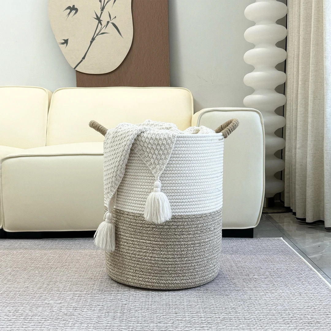 棉绳编织脏衣篮可折叠大容量玩具杂物储物篮内衣袜子整理收纳筐篓