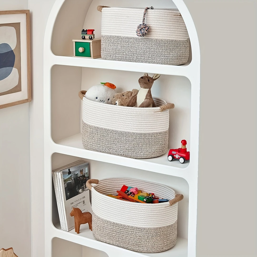 简约编织收纳筐家用内衣袜子整理玩具杂物储物篮可折叠落地脏衣篮