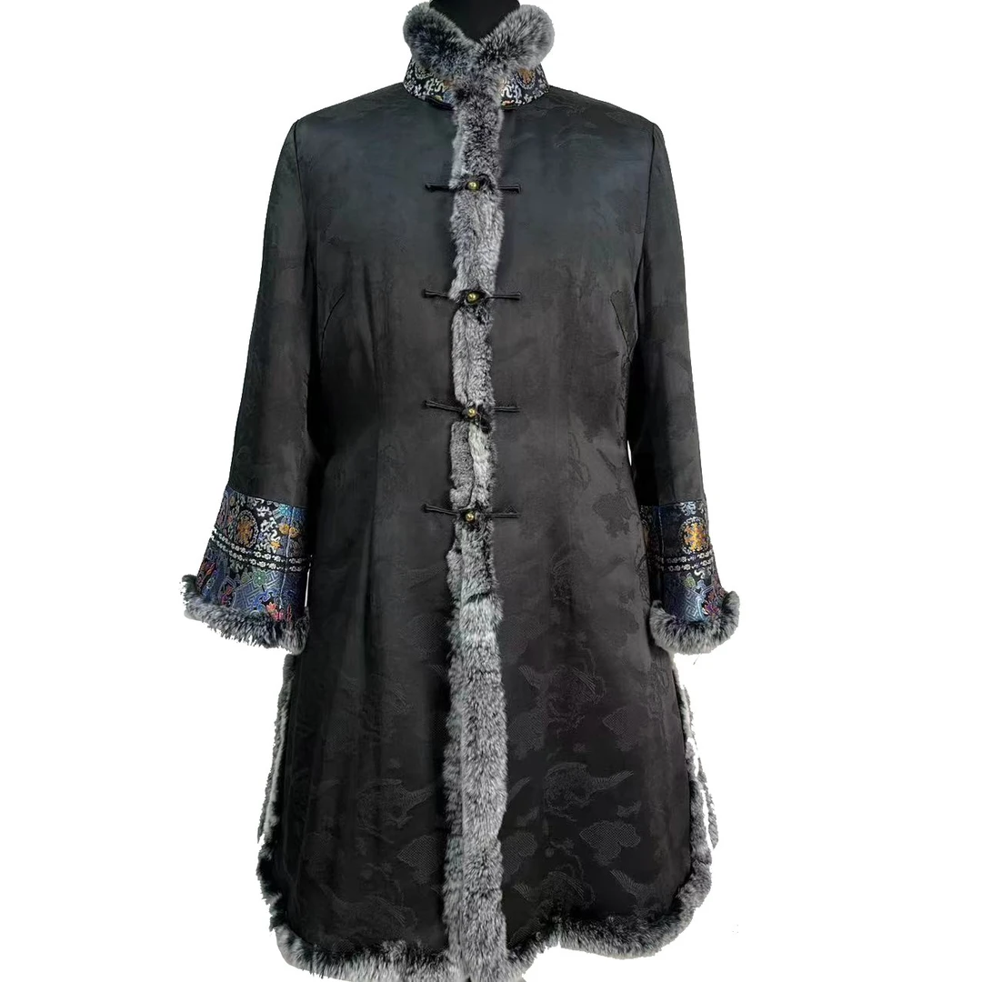 乐锦坊旧华如烟 |中式国风原创手工桑蚕丝立领棉大褂厂家现货发货