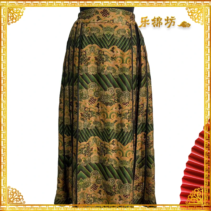 乐锦坊碧海蓝天|中式国风原创复古手工香云纱半身裙厂家现货直发