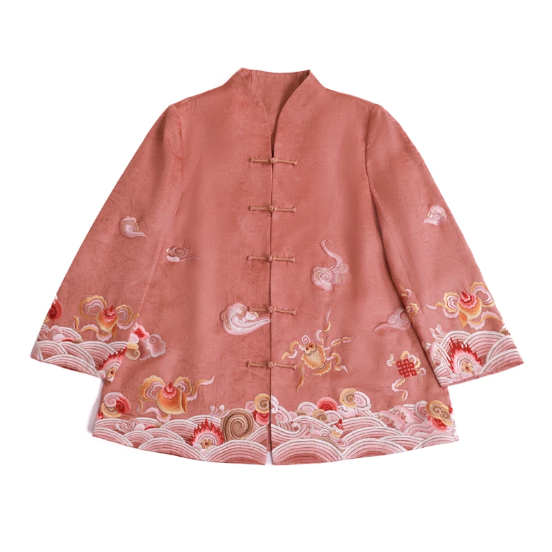 「绿碧轻」乐锦坊复古中国风手工原创设计百搭刺绣国潮女装汉服上衣