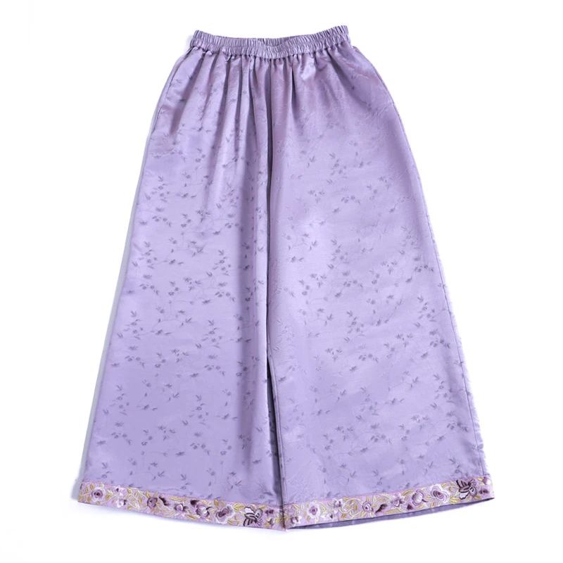 「紫梦星河」乐锦坊原创手工国风高档显瘦中式长款汉服刺绣百搭裤子