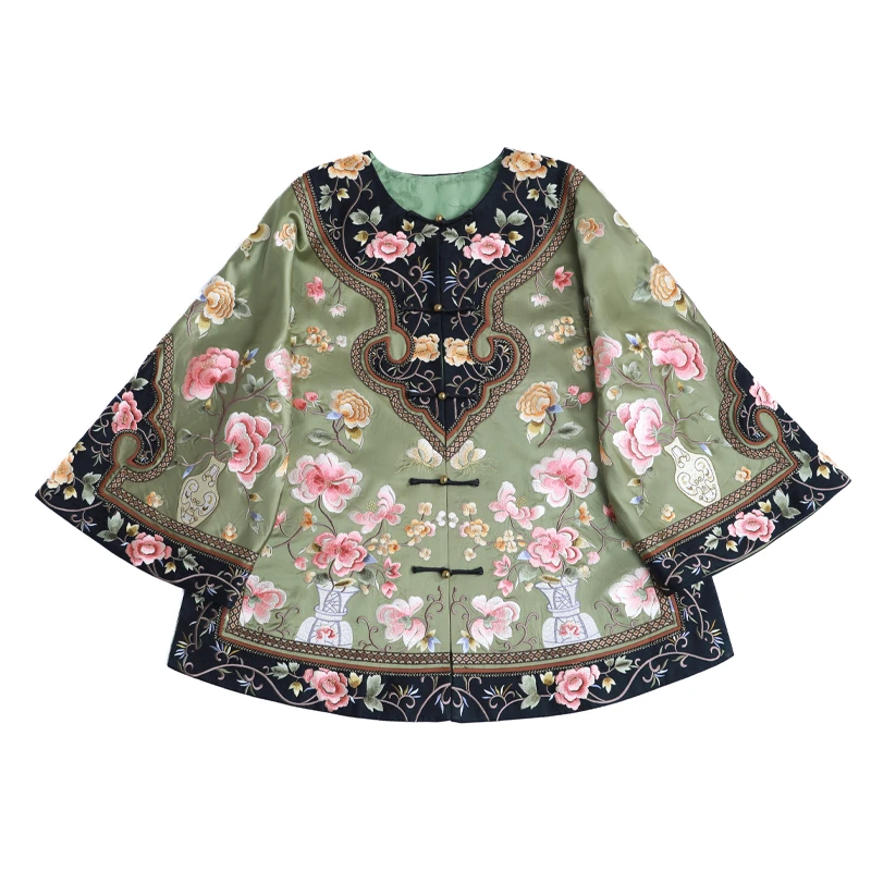 「国色撑花」乐锦坊复古中国风手工原创设计感刺绣国潮女装汉服上衣