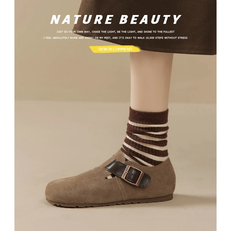 冬季一脚蹬懒人复古勃肯鞋软底