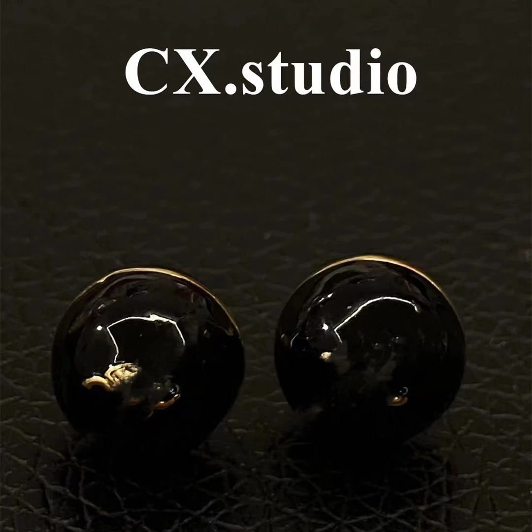 铜合金耳饰 黑色小凯圆珠耳钉8336