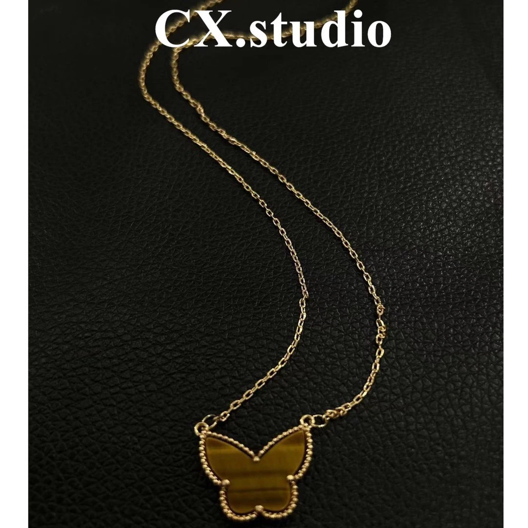 铜合金项链 美拉德色系蝴蝶项链5060