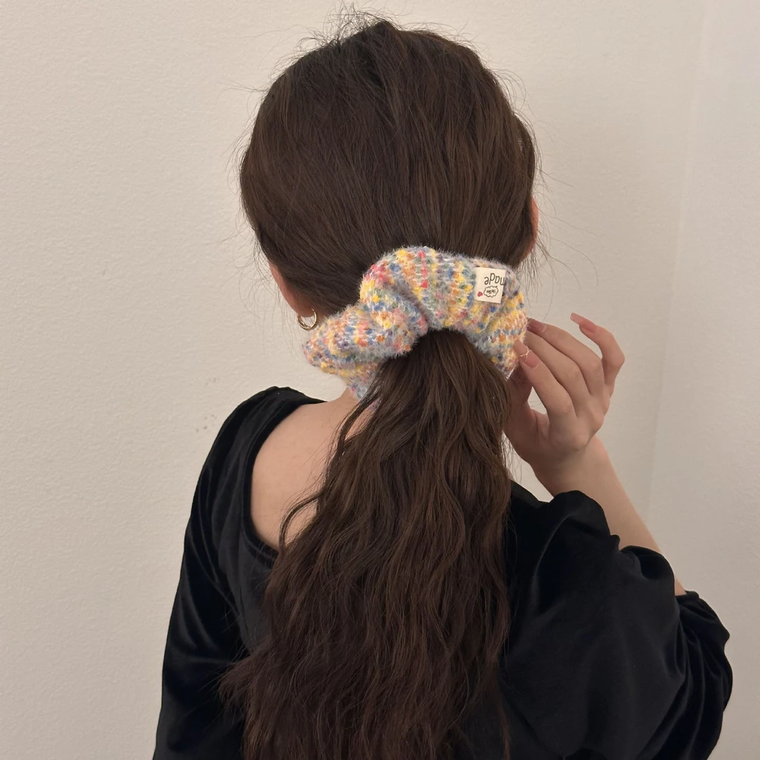 秋冬新款超仙针织彩色大肠圈超大号发圈森女系发饰毛绒高级感头饰