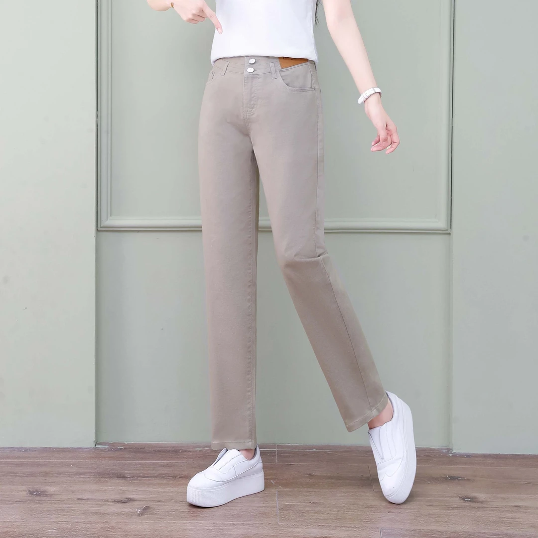 2024春夏新款烟管裤铅笔裤休闲裤弹力修身显瘦显高腰百搭女裤2308