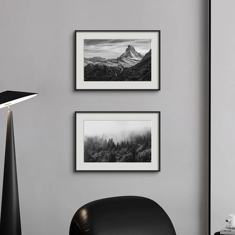 越过山丘 办公室黑白风景装饰画北欧摄影挂画高级感酒店公寓壁画