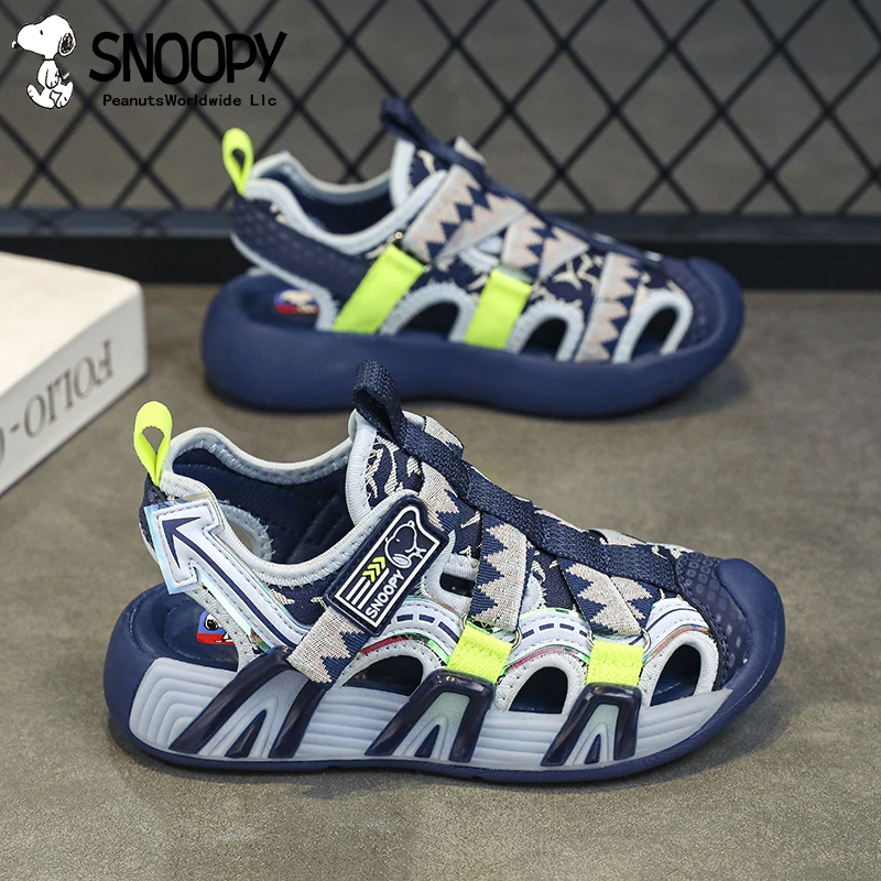 史努比夏季凉鞋男童鞋2024新款休闲软底沙滩鞋包头女童运动鞋凉拖