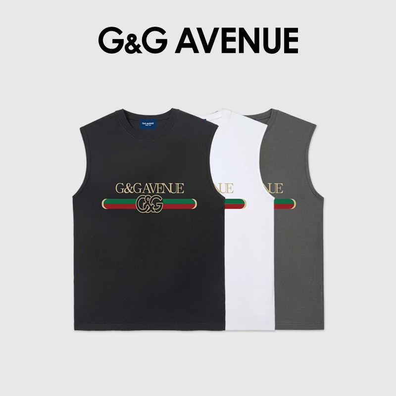G&G AVENUE 夏季新款健身透气宽松男士无袖时尚背心男-GT2302218