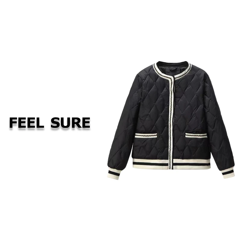 FEEL SURE K859 新款气质百搭菱格小香风款夹棉棉服外套 1MY1572