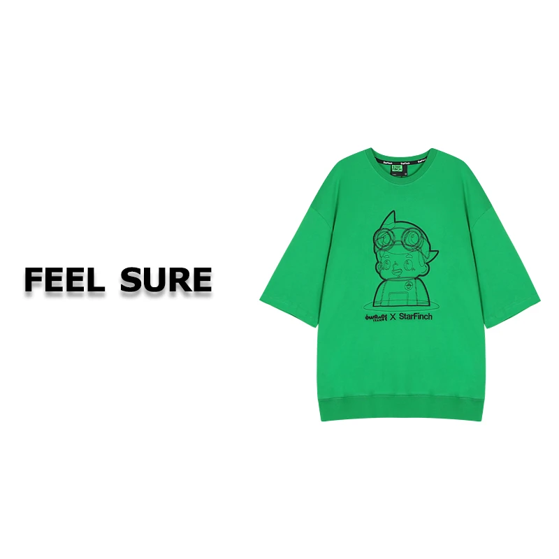 FEEL SURE K1618 情侣款！卡通字母刺绣T恤圆领短袖 622301003