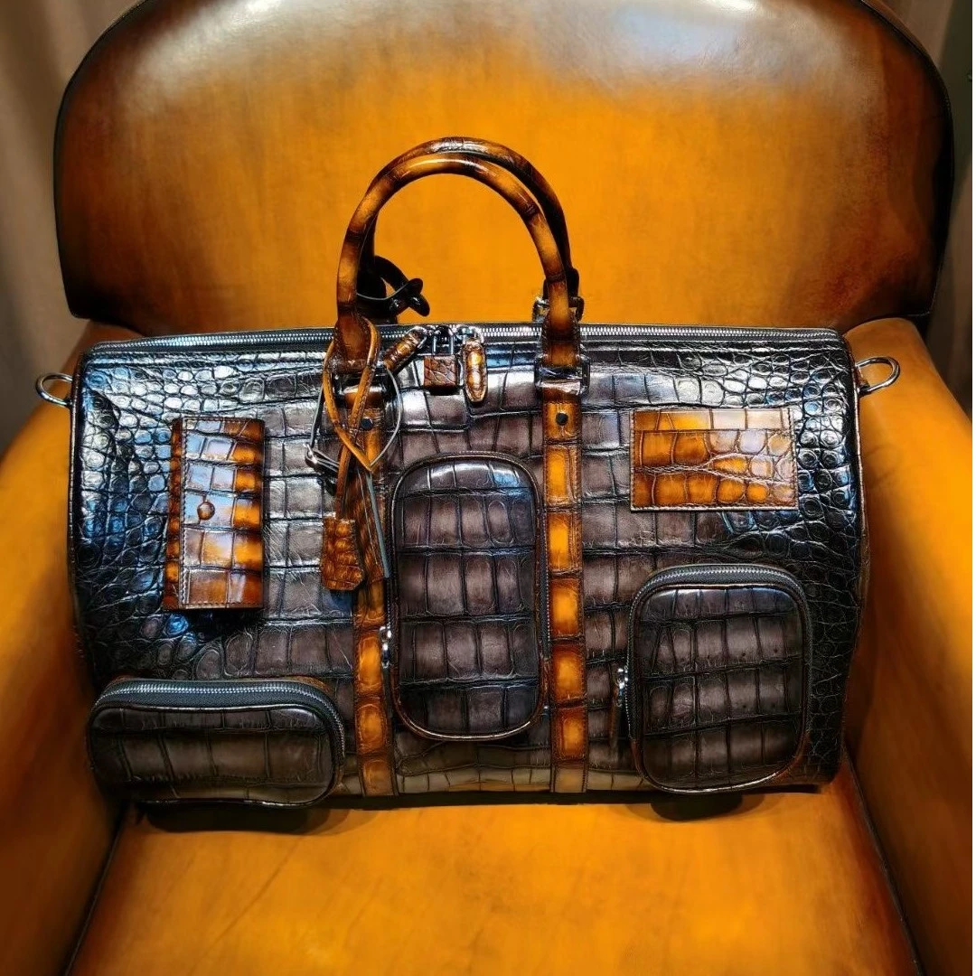 【古渲】男士旅行包尼罗手工擦色手提包【GLV1922】商务旅行袋