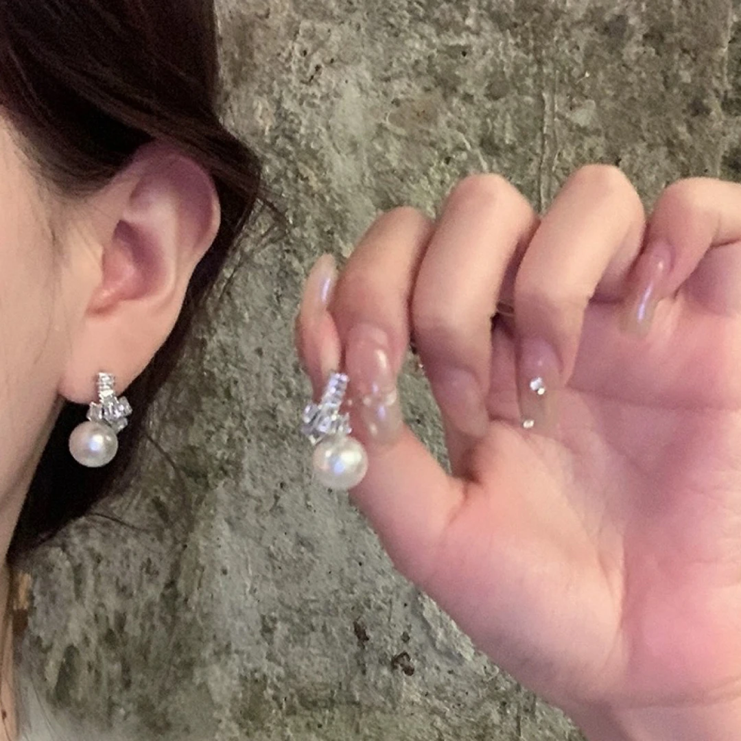 铜合金耳饰 【戴妃】设计小众ins博主同款温柔珠珠耳钉 A140