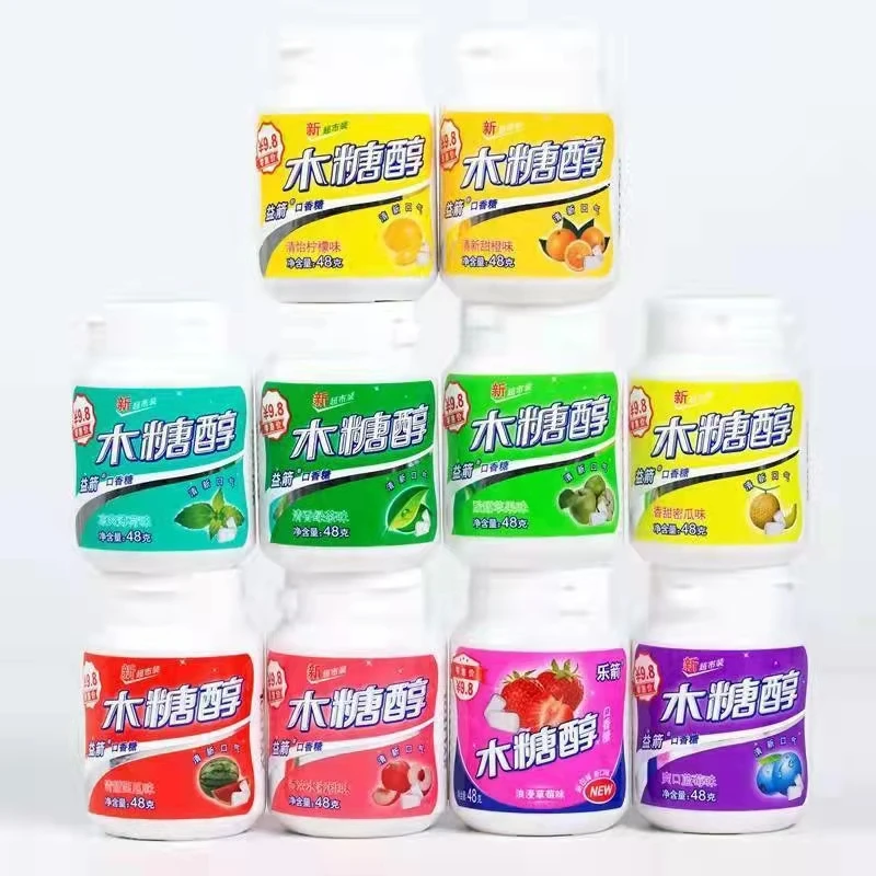 益箭木糖醇口香糖清新口气薄荷批发水果味糖果随身携带瓶装泡泡糖