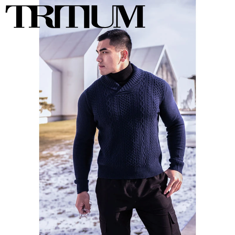 LIANG PIN 氚 男子休闲青果领翻领螺纹针织羊毛衫毛衣02002