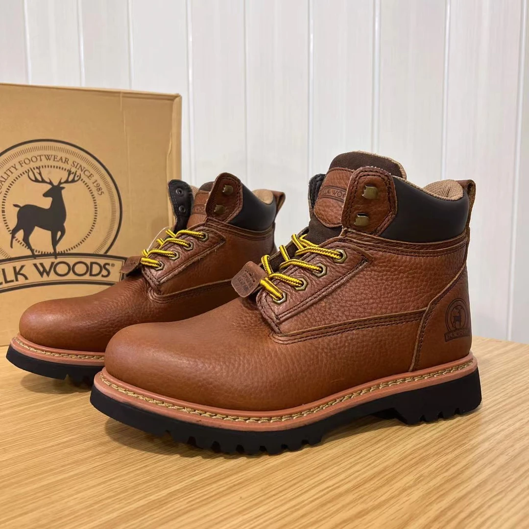 稀缺牛货捡漏户外男靴外贸原单头层牛皮固特异缝制工装短靴