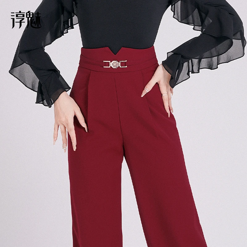 淳魅 摩登舞服女士秋冬吉特巴时尚跳舞裤广场舞练功直筒裤子M2016