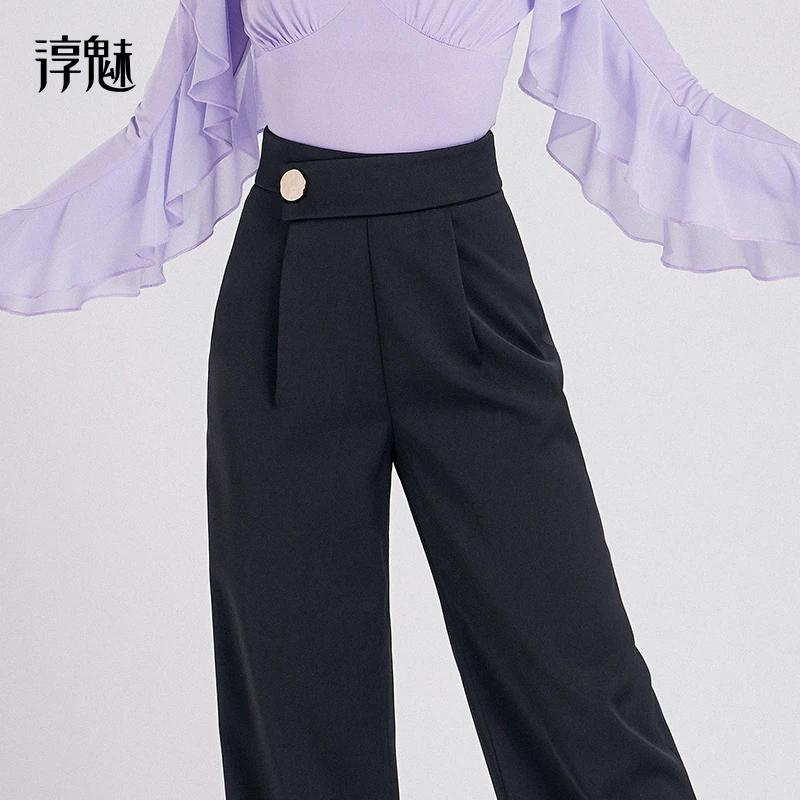 淳魅 摩登舞裤女秋冬吉特巴跳舞高腰长裤国标舞显瘦舞蹈裤子M2018