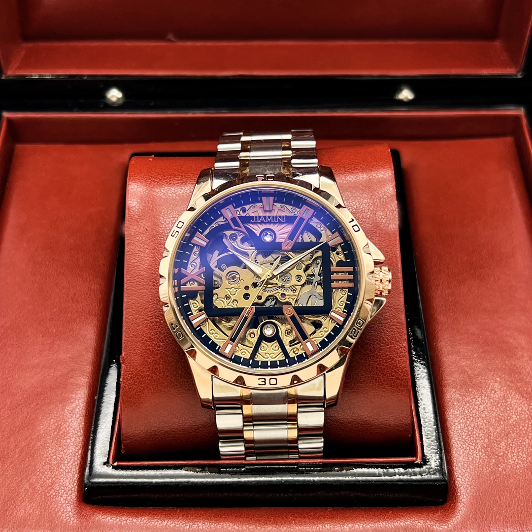 【小芳精选】加洣尼5016三针镂空全自动机械手表