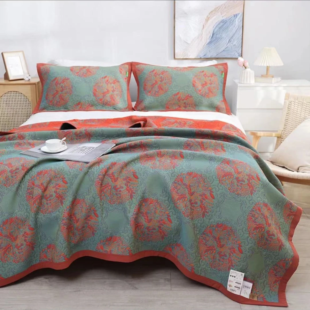 【同心圆】轻奢海岛棉精梳长绒棉细纱透气四季多层纱布加厚2.4*2.5m