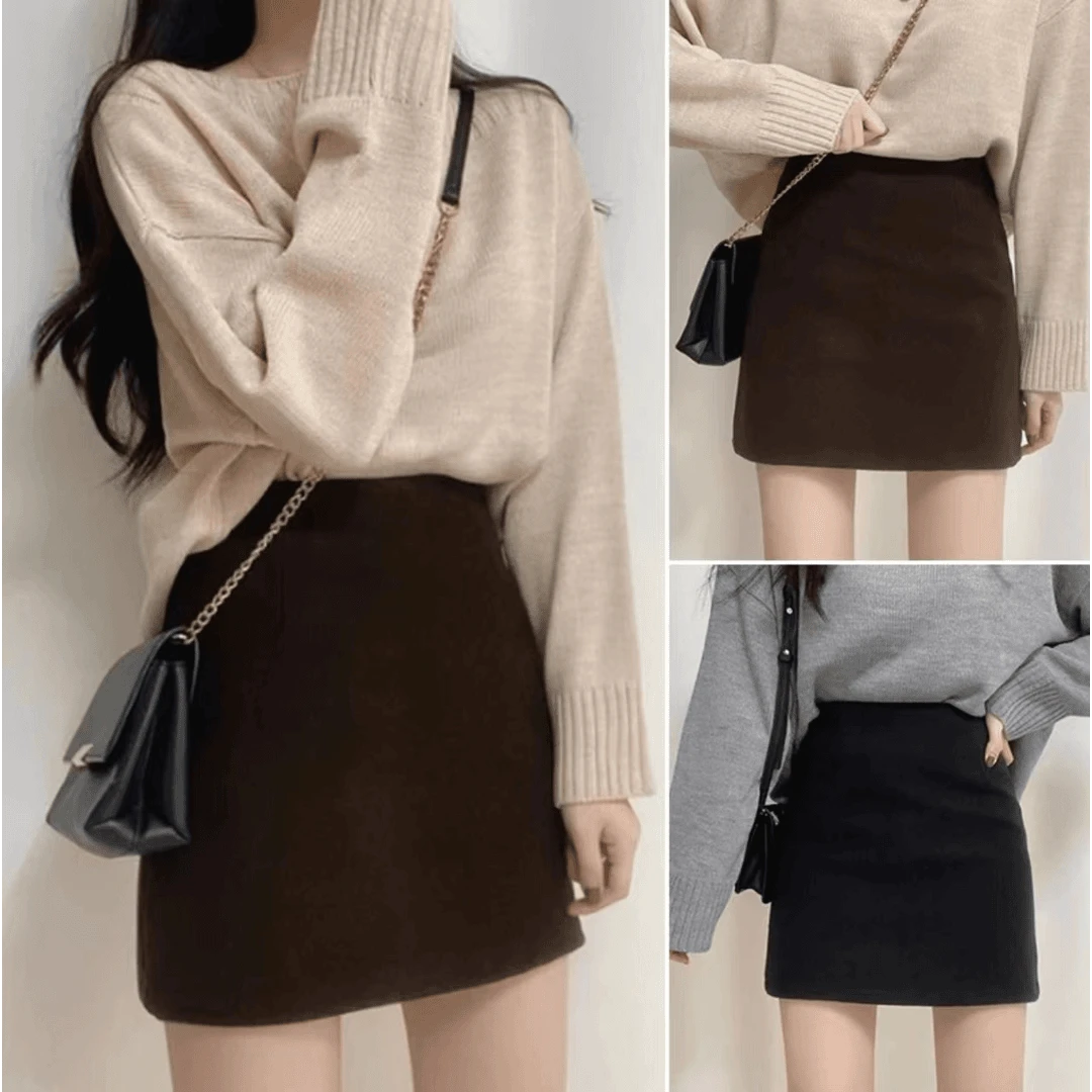 毛呢半身裙女秋冬2024年新款包臀短裙百搭修身显瘦百搭高腰一步裙